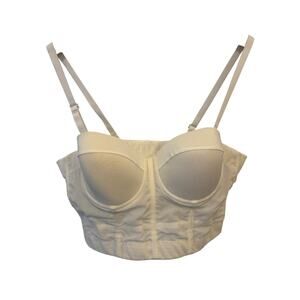 French kiss white over bust corset sheer stretchy with clasps in back.